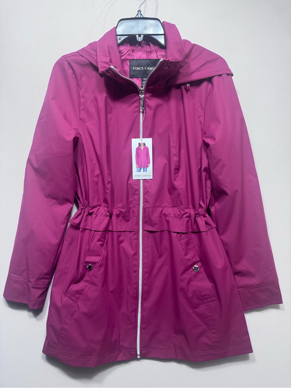 Vince Camuto Ladies' wind and water resistant lightweight rain Jacket with hood